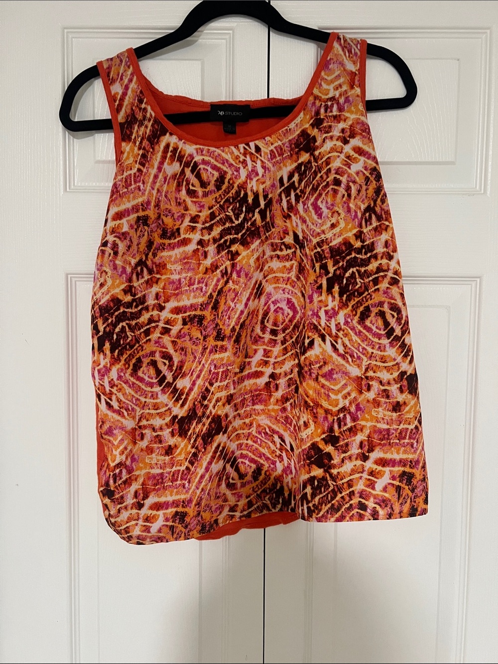 Studio Vibrant Orange and Pink Abstract Tank